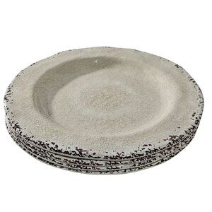 4 Pier 1 Carmelo Melamine Salad Lunch Plates 9" Sand rustic crackle unbreakable